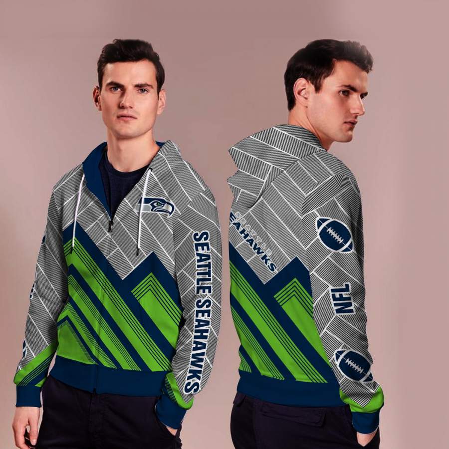 Black Cross Line?Seattle Seahawks Zip Hoodie