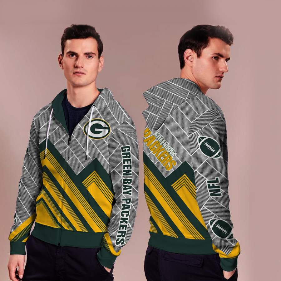 Black Cross Line?Green Bay Packers Zip Hoodie