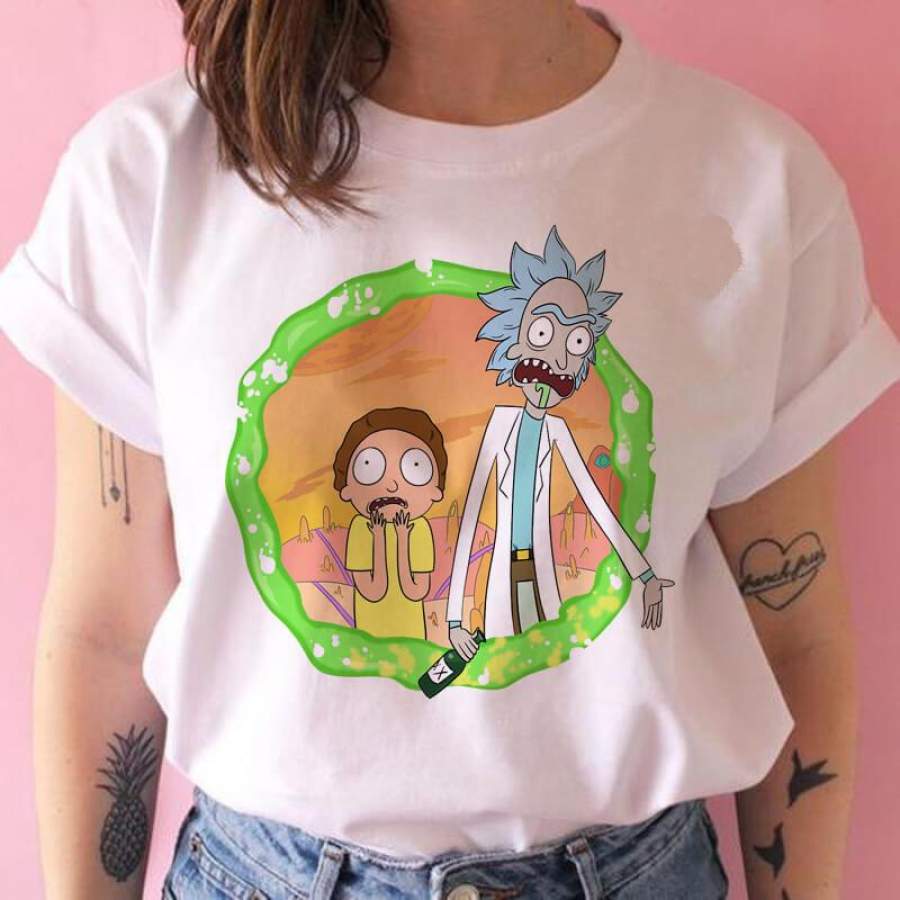 Unisex Rick and Morty Print T-Shirt Short Sleeve Sweatshirt