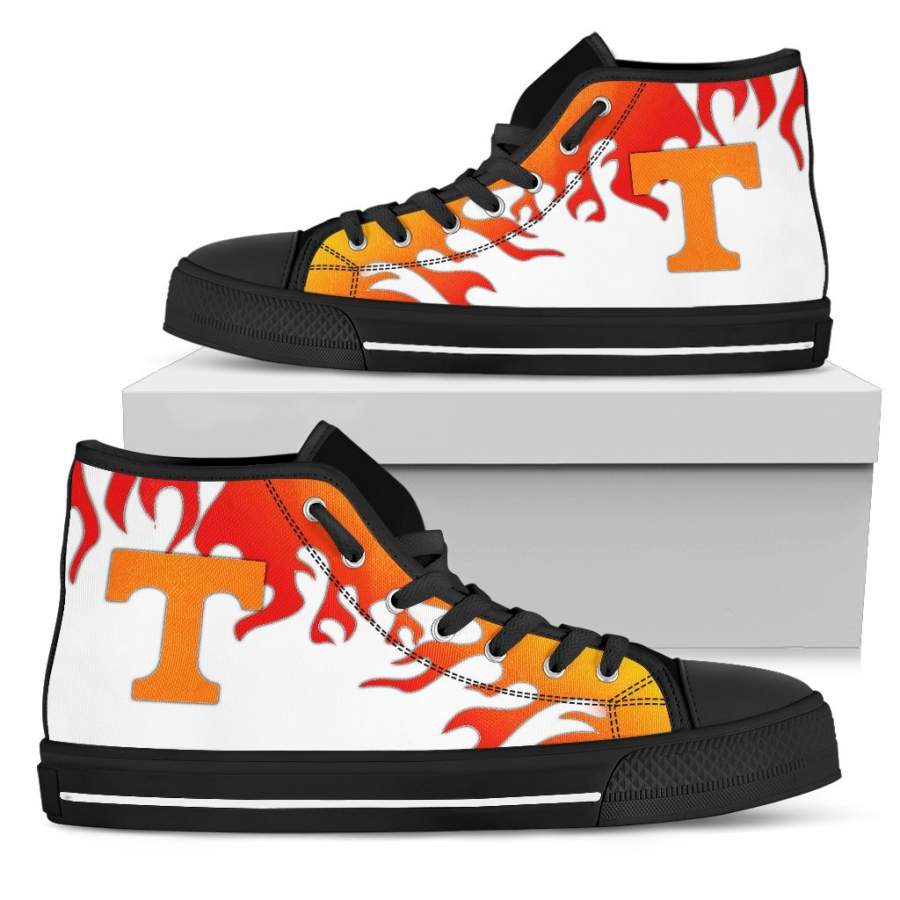 Fire Burning Fierce Strong Logo Tennessee Volunteers High Top Shoes