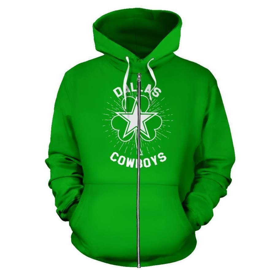 Dallas Cowboys ST Patrick’s Day Zip Up Hoodie