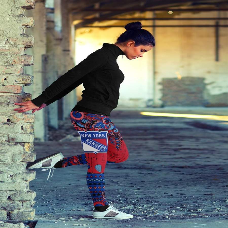 Boho New York Rangers Leggings With Fantastic Art