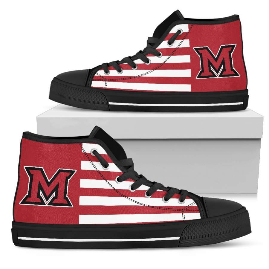 American Flag Miami RedHawks High Top Shoes