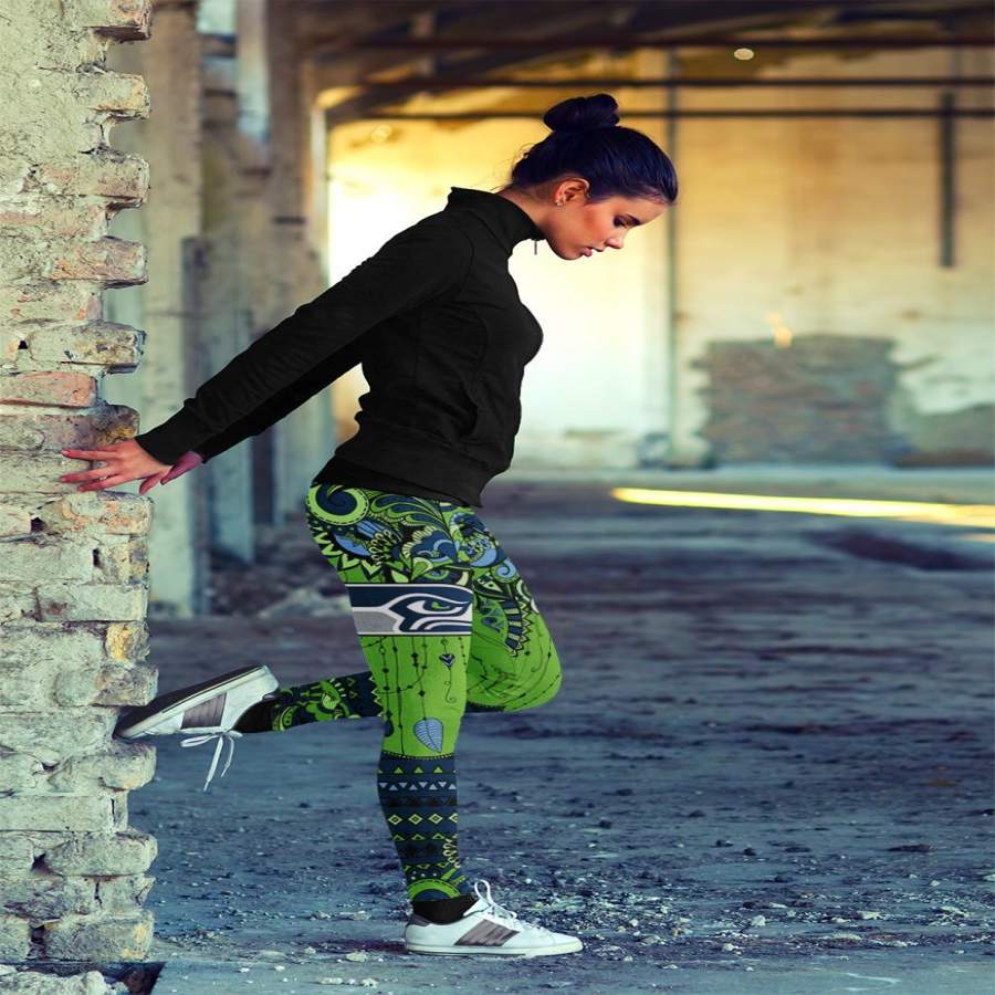 Boho Seattle Seahawks Leggings With Fantastic Art