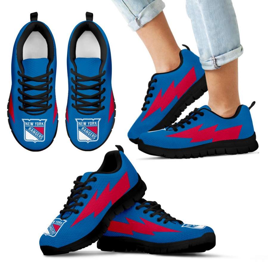 Nice Style New York Rangers Sneakers Thunder Lightning Amazing Logo