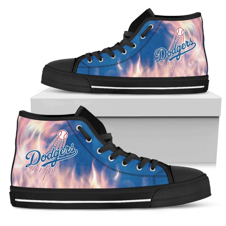 Fighting Like Fire Los Angeles Dodgers High Top Shoes