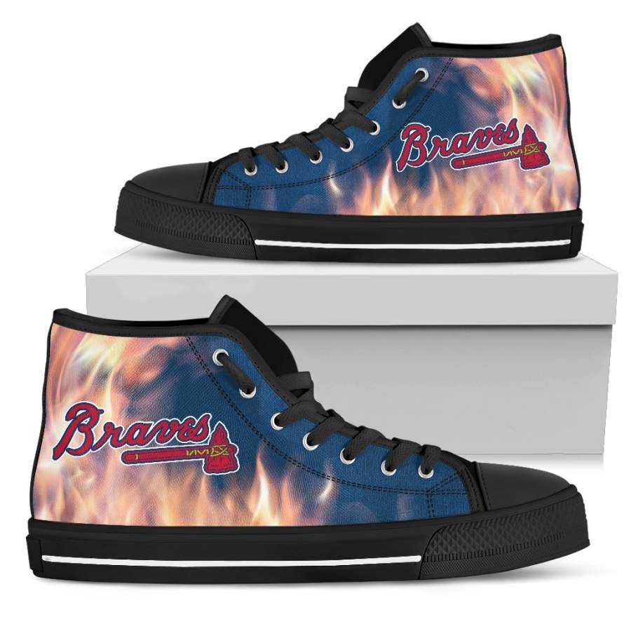 Fighting Like Fire?Atlanta Braves High Top Shoes