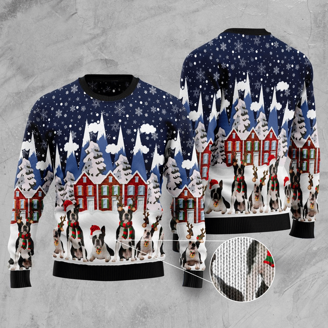 BOSTON TERRIER FAMILY CHRISTMAS SWEATER