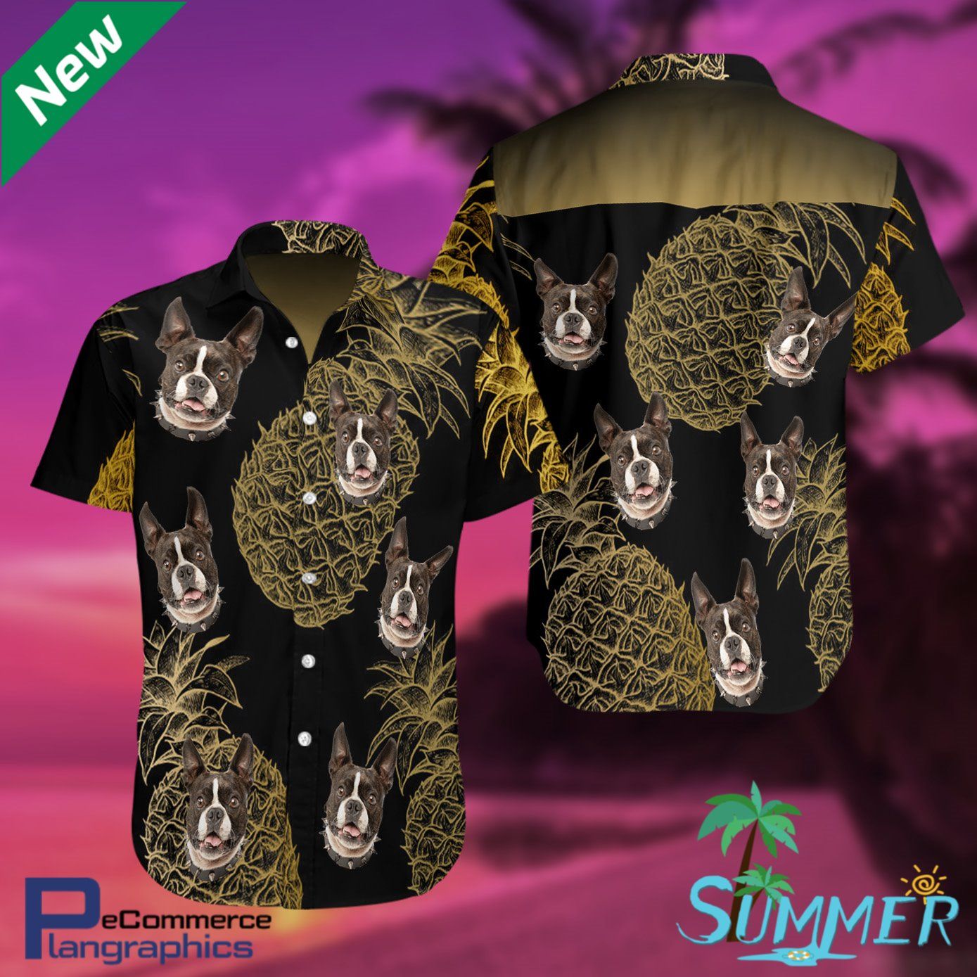 Boston Terriers AOP Aloha Shirt Button-up T-shirt Hawaiian Aloha Shirt Hawaiian Shorts Beach Short Shirt