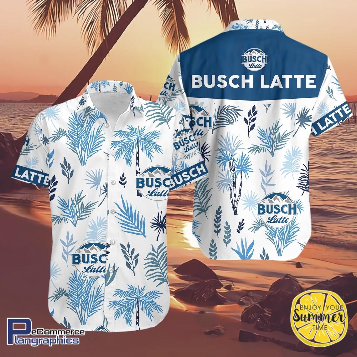 Busch Latte Aloha Shirt Hawaiian Aloha Shirt Hawaiian Shorts Beach Short Shirt