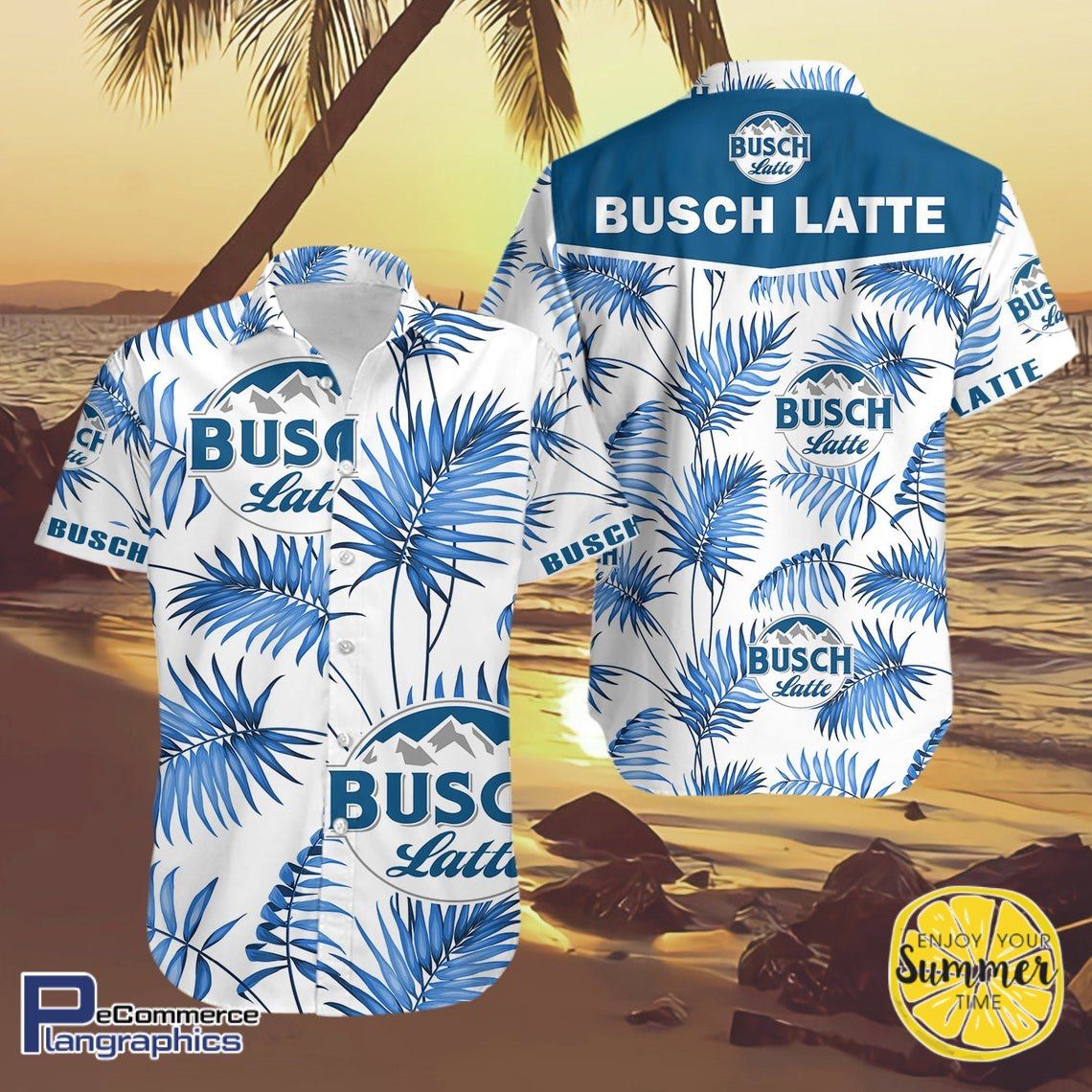 Busch Latte Aloha Shirt Hawaiian Aloha Shirt Hawaiian Shorts Beach Short Shirt HW0510