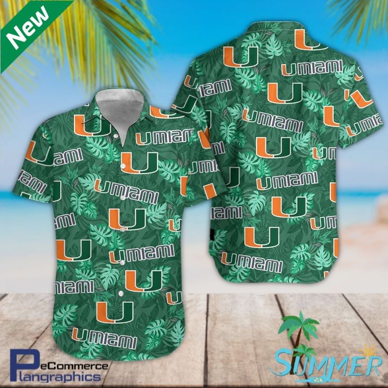 Miami Hurricanes Team 3D All Over Print Hawaiian Aloha Shirt Hawaiian Shorts Beach Short Shirt