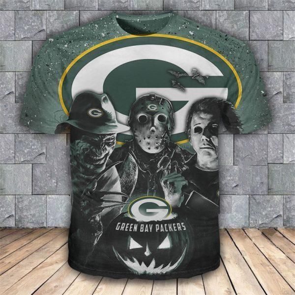 Jason Freddy Myers Green Bay Packers Halloween All Over 3D T All Over print Hoodie, T-shirt, Sweater, Jacket