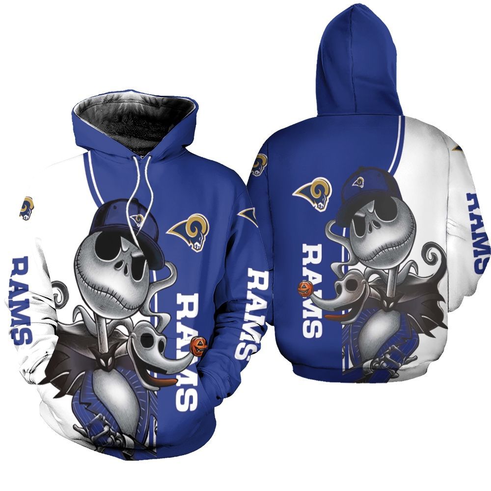 Los Angeles Rams Jack Skellington And Zero 3d Unisex Hoodie