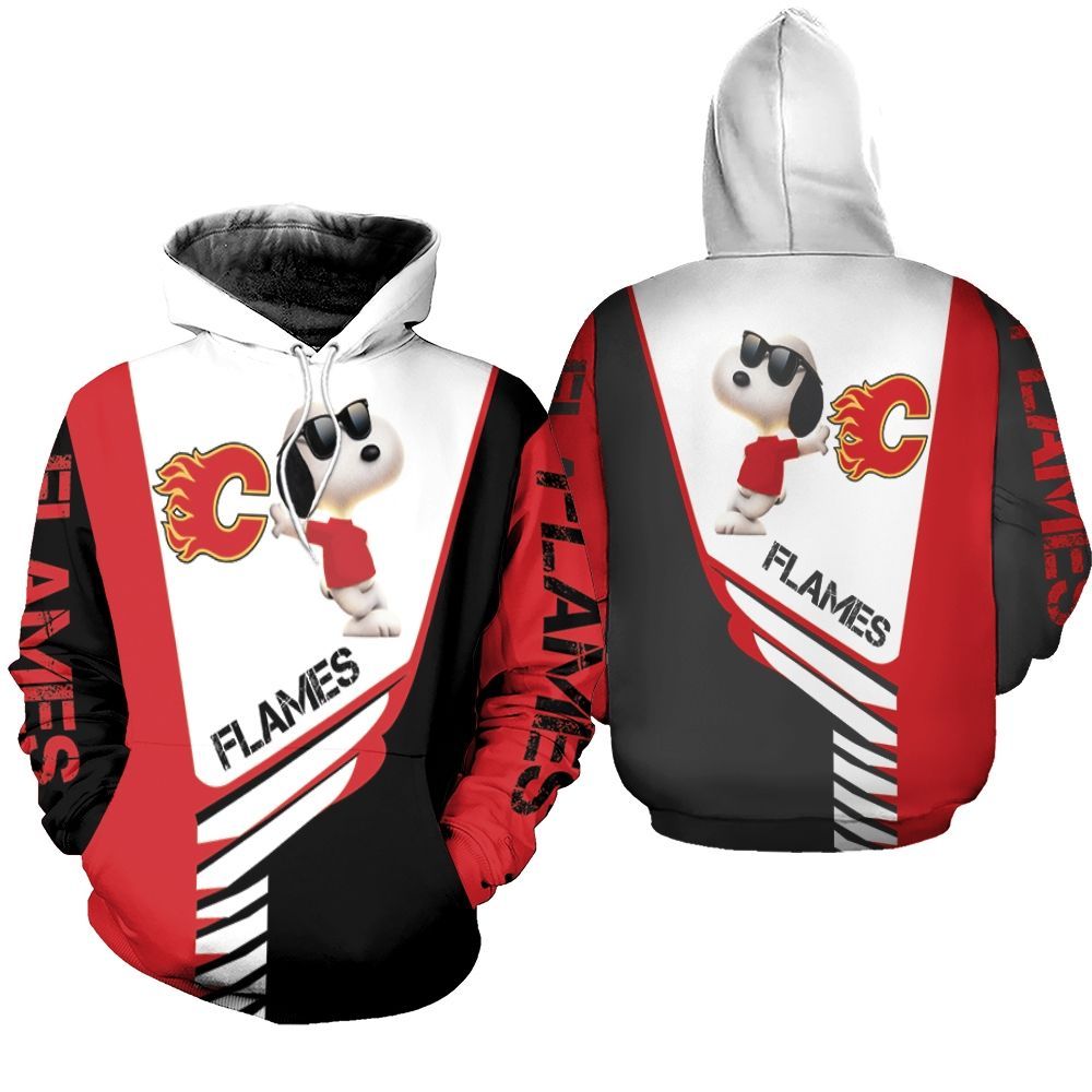 Calgary Flames Snoopy For Fans 3d Unisex Hoodie