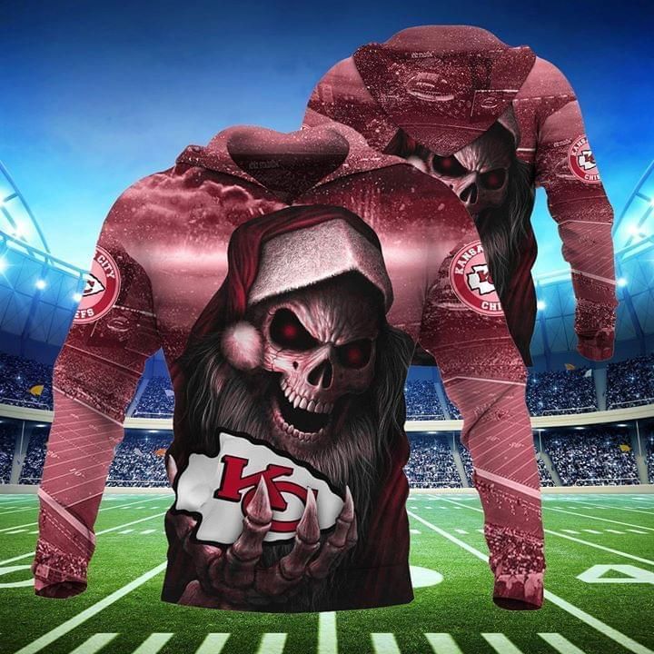 Kansas City Chiefs Santa Skull 3D All Over print Hoodie, T-shirt, Sweater, Jacket 18572