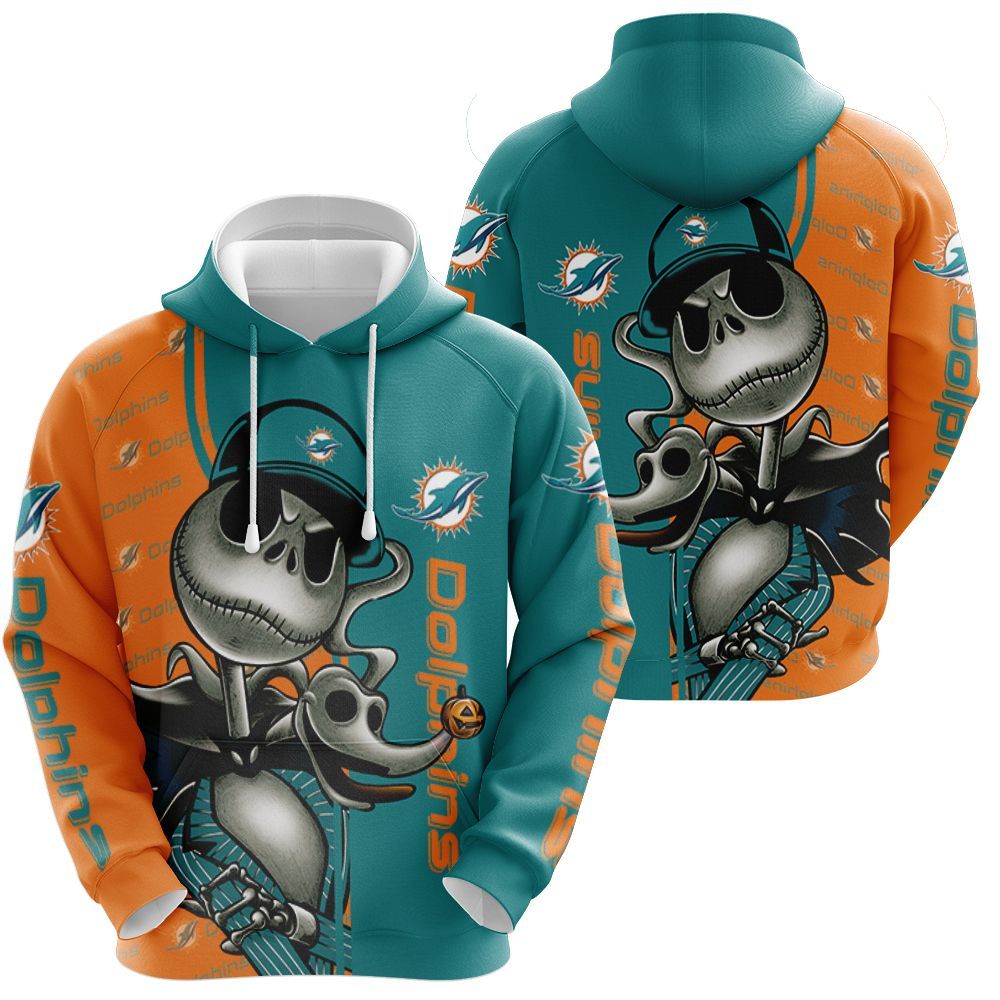 Dolphins Jack Skellington Halloween 3D All Over print Hoodie, T-shirt, Sweater, Jacket Jersey Hoodie