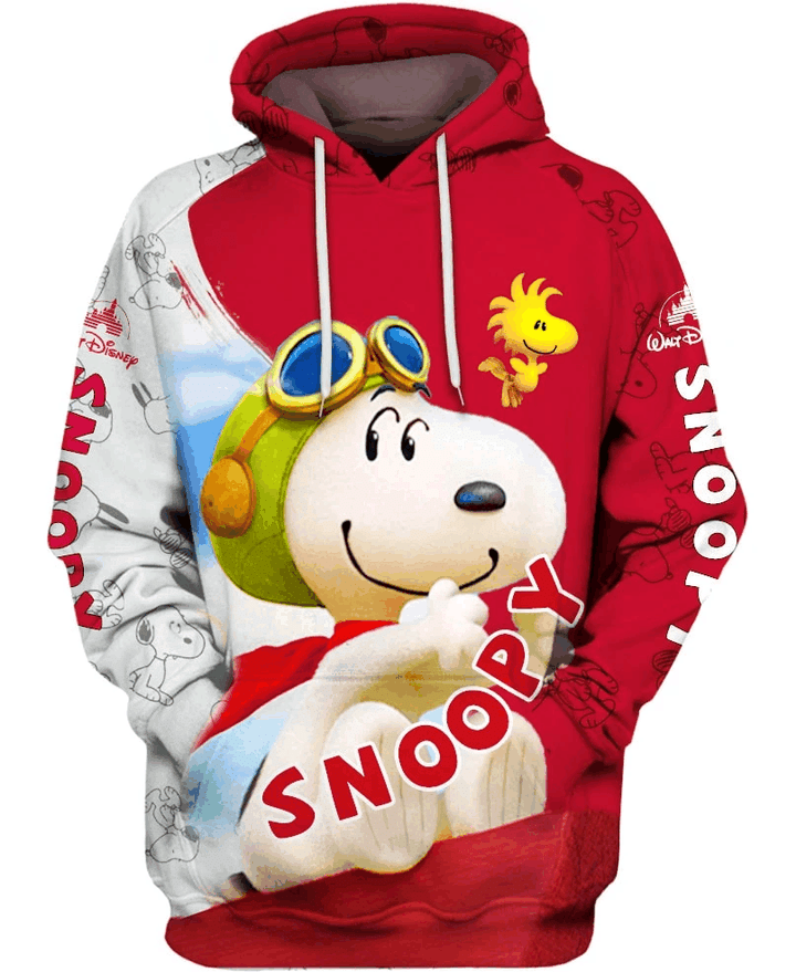 Dog Snoopy Fly 3D Pullover Hoodie, Bomber Jacket, Sweatshirt, T-Shirt