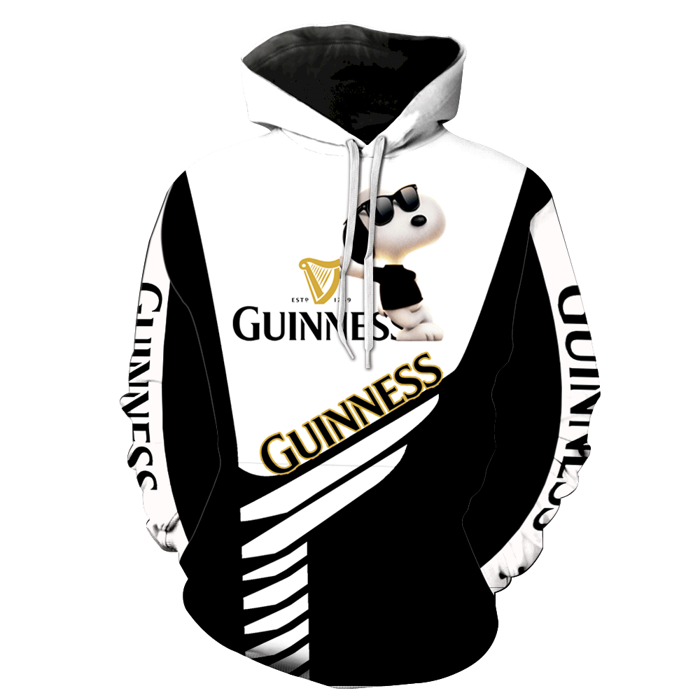 Guinness Snoopy Full V1396 3D Pullover Hoodie, Bomber Jacket, Sweatshirt, T-Shirt