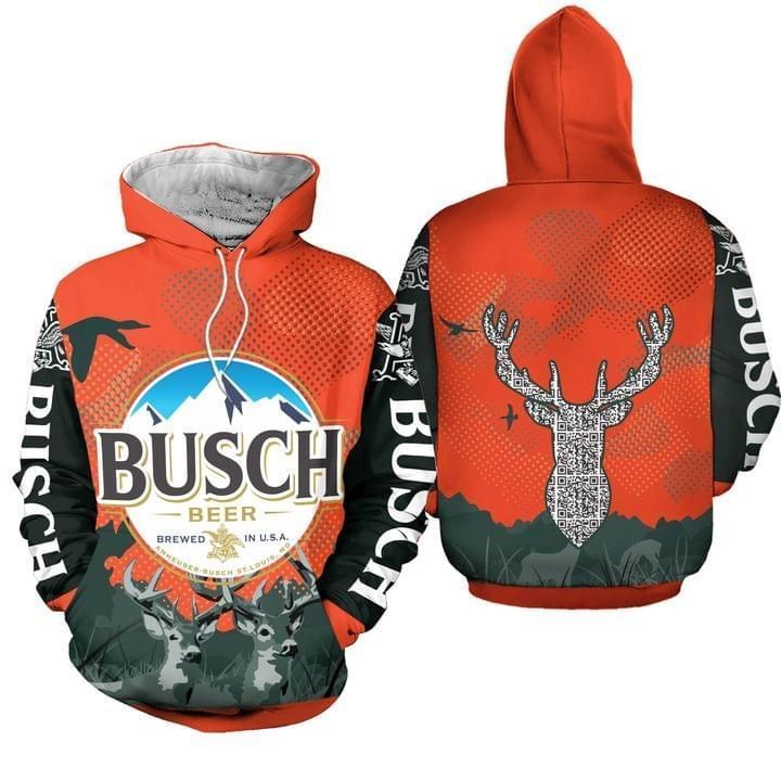 Busch Beer Logo And Deer Head For Fans Unisex 3D Zip up Hoodie Jacket T-shirt