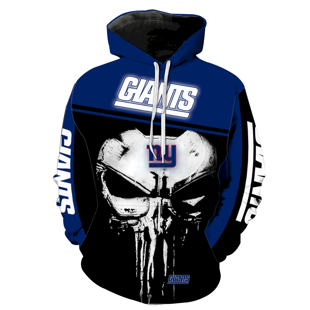 New York Giants Punisher Skull V1431 3D Pullover Hoodie, Bomber Jacket, Sweatshirt, T-Shirt