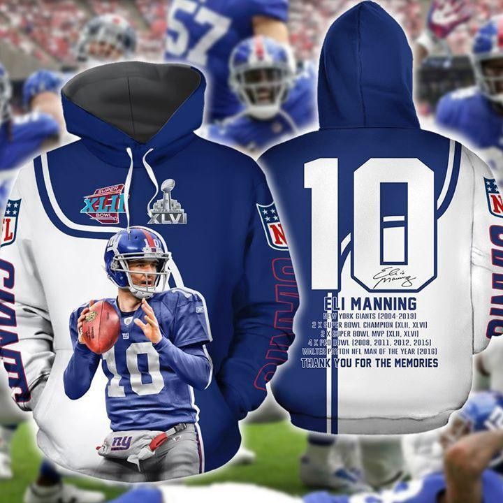 Eli Manning New York Giants Pullover 3D Pullover Hoodie, Bomber Jacket, Sweatshirt, T-Shirt