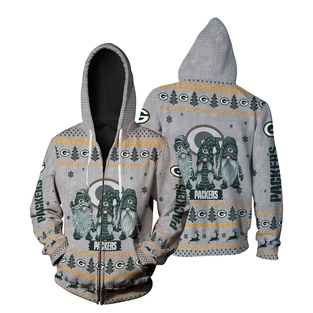 Christmas Gnomes Green Bay Packers Ugly Christmas 3D All Over print Hoodie, T-shirt, Sweater, Jacket Jersey Zip Hoodie