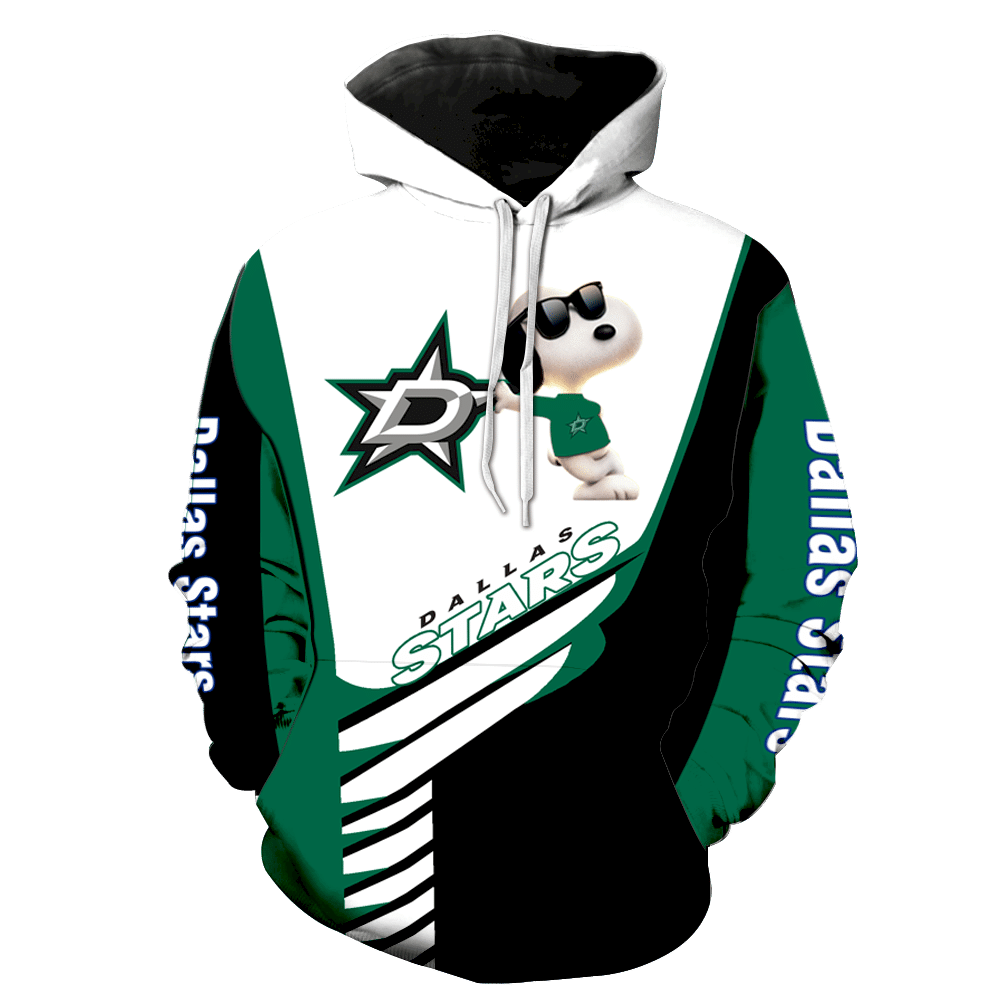 Dallas Stars Snoopy K1069 3D Pullover Hoodie, Bomber Jacket, Sweatshirt, T-Shirt