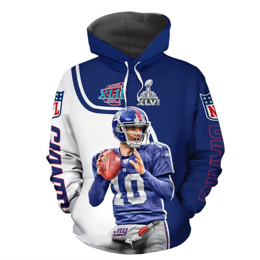 Eli Manning 10 Official New York Giants 3D Pullover Hoodie, Bomber Jacket, Sweatshirt, T-Shirt