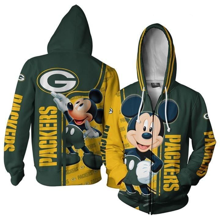 Green Bay Packers Unisex 3D Zip up Hoodie Jacket T-shirt