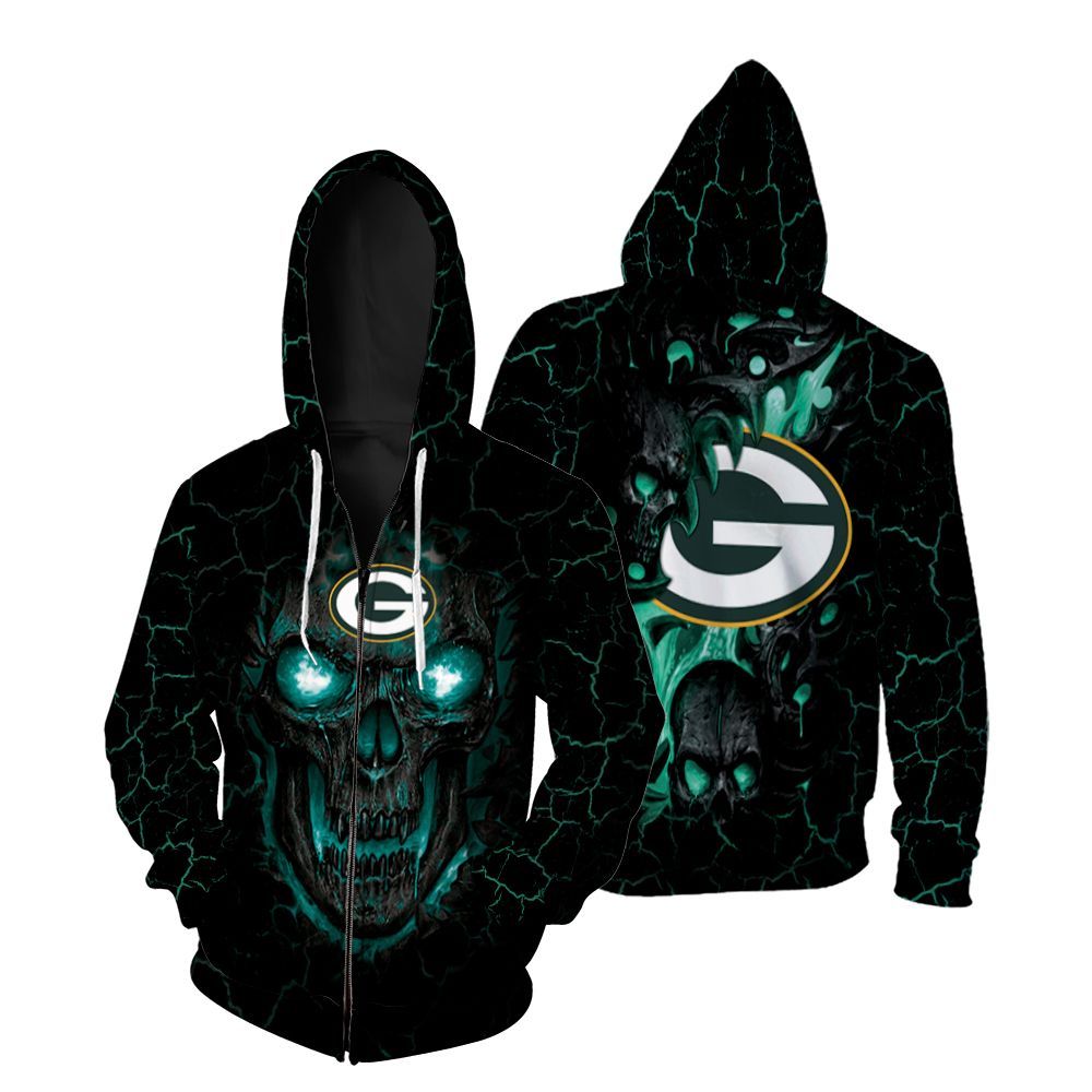 Lava Skull Green Bay Packers 3D All Over print Hoodie, T-shirt, Sweater, Jacket Jersey Zip Hoodie