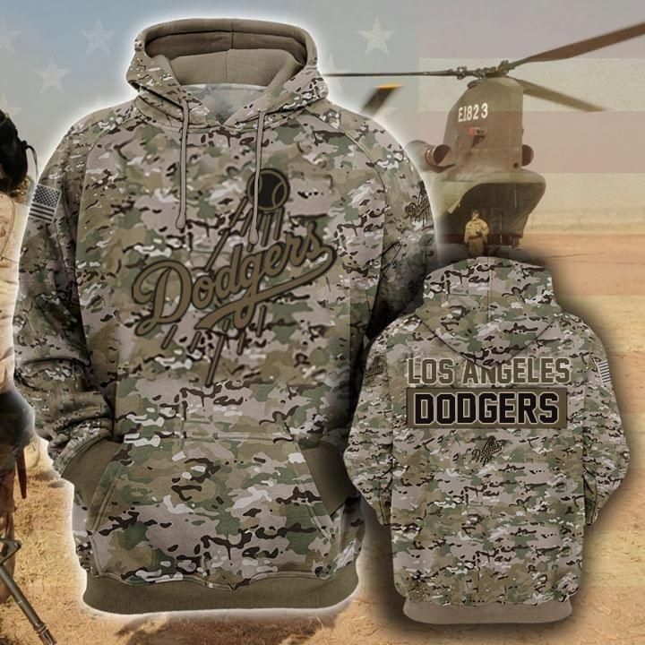 Los Angeles Dodgers Camouflage Veteran Unisex 3D Zip up Hoodie Jacket T-shirt