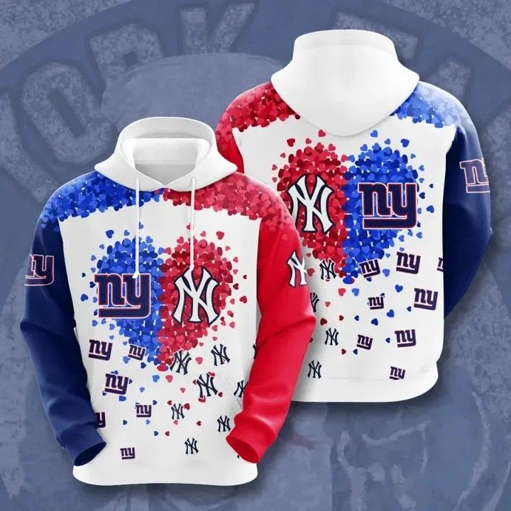 New York Giants X New York Mets Love For Fans 3D Pullover Hoodie, Bomber Jacket, Sweatshirt, T-Shirt