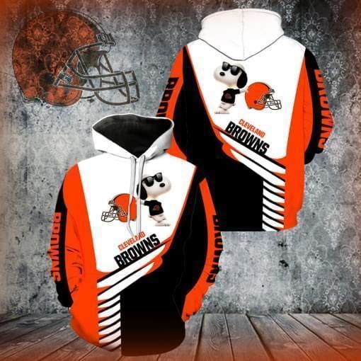 Cleveland Browns Snoopy Unisex 3D Zip up Hoodie Jacket T-shirt