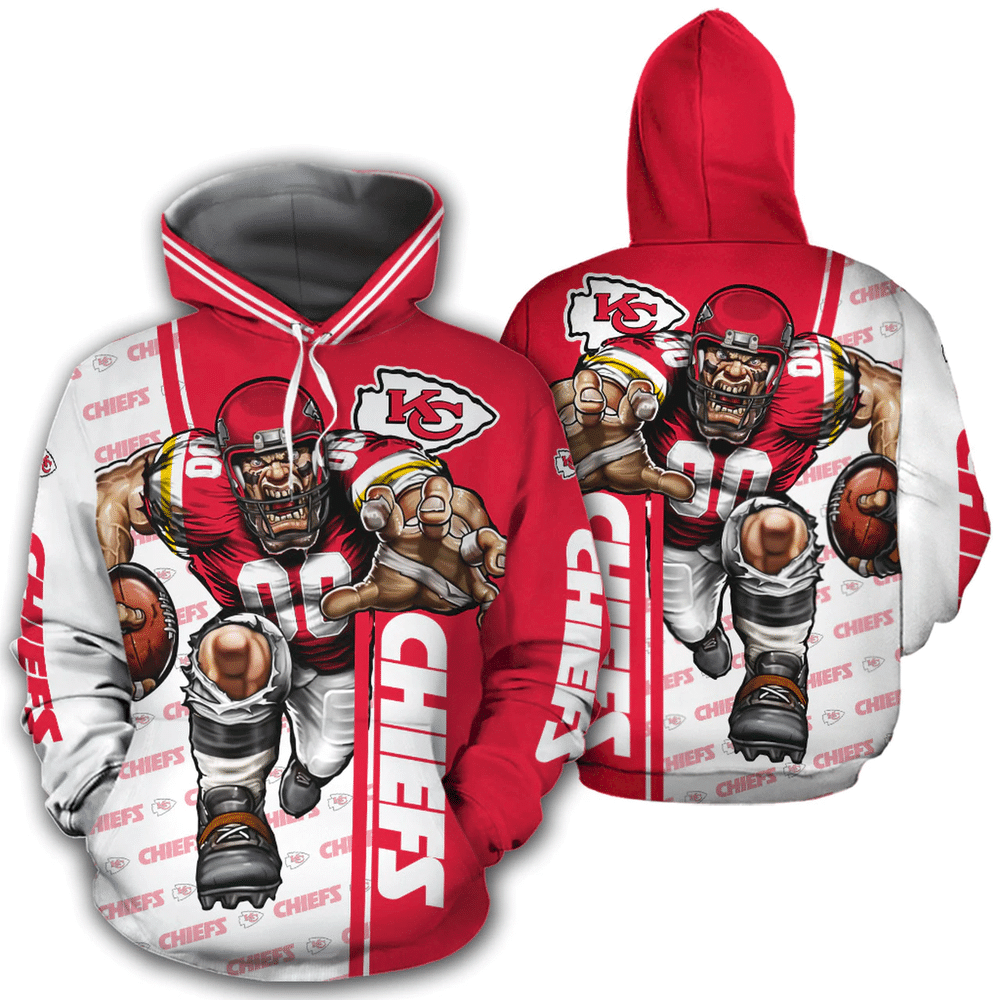 Kansas City Chiefs Mens Mascot Ultra Cool Custom 3D Pullover Hoodie, Bomber Jacket, Sweatshirt, T-Shirt