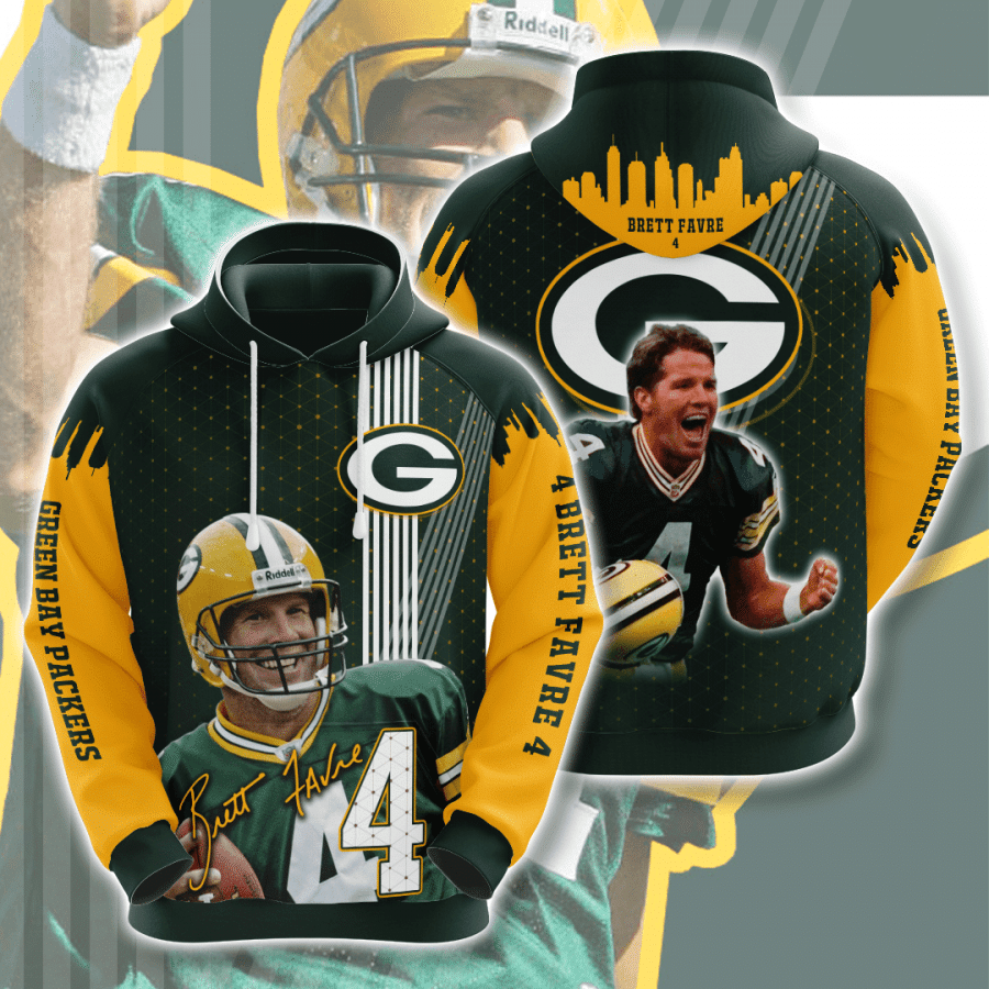 Green Bay Packers Brett Favre For Fans 3D Pullover Hoodie, Bomber Jacket, Sweatshirt, T-Shirt