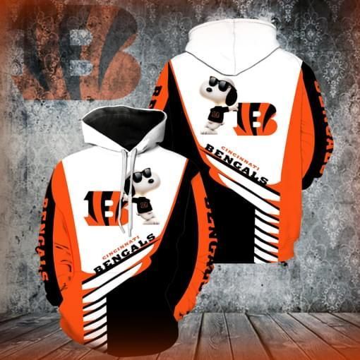 Cincinnati Bengals Snoopy 68866 Unisex 3D Zip up Hoodie Jacket T-shirt