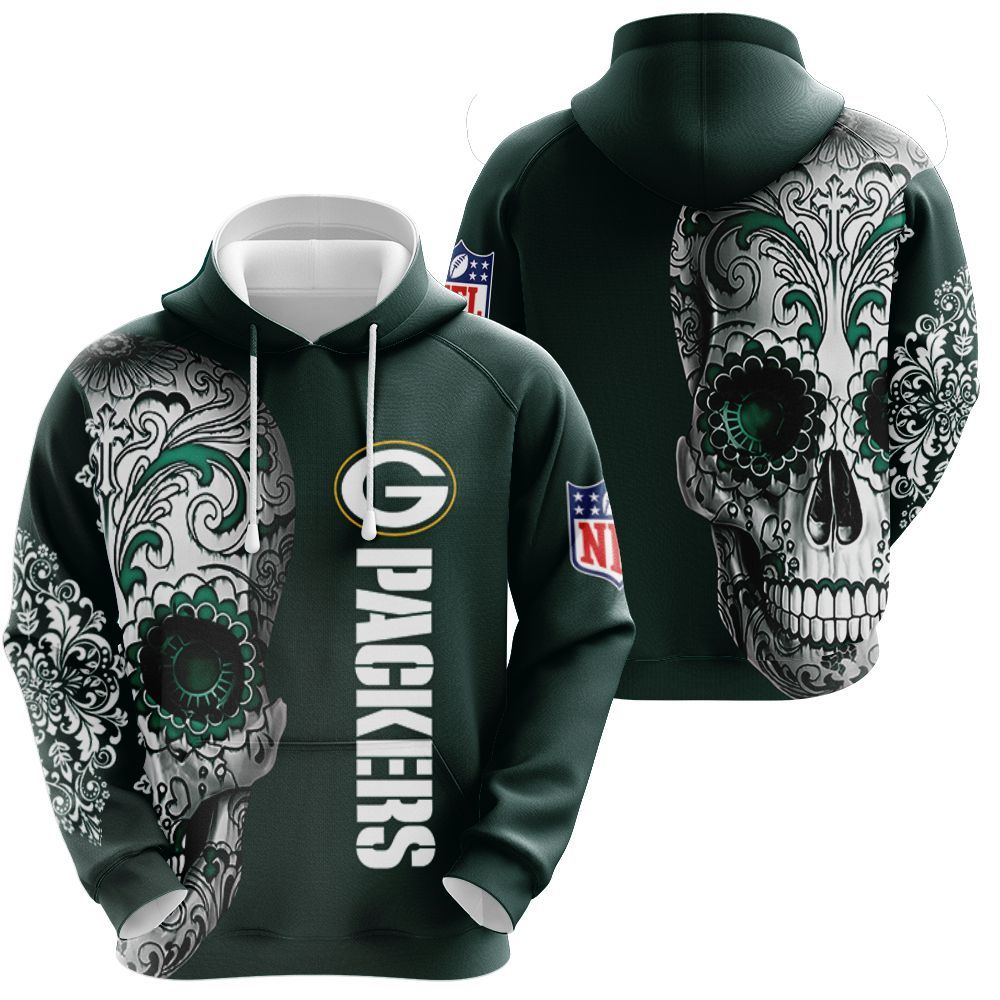 Green Bay Packers Nlf Fan Sugar Skull 3D All Over print Hoodie, T-shirt, Sweater, Jacket Jersey Hoodie