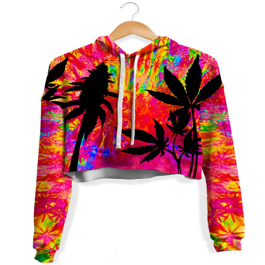 Miami Trees Fleece Crop Hoodie