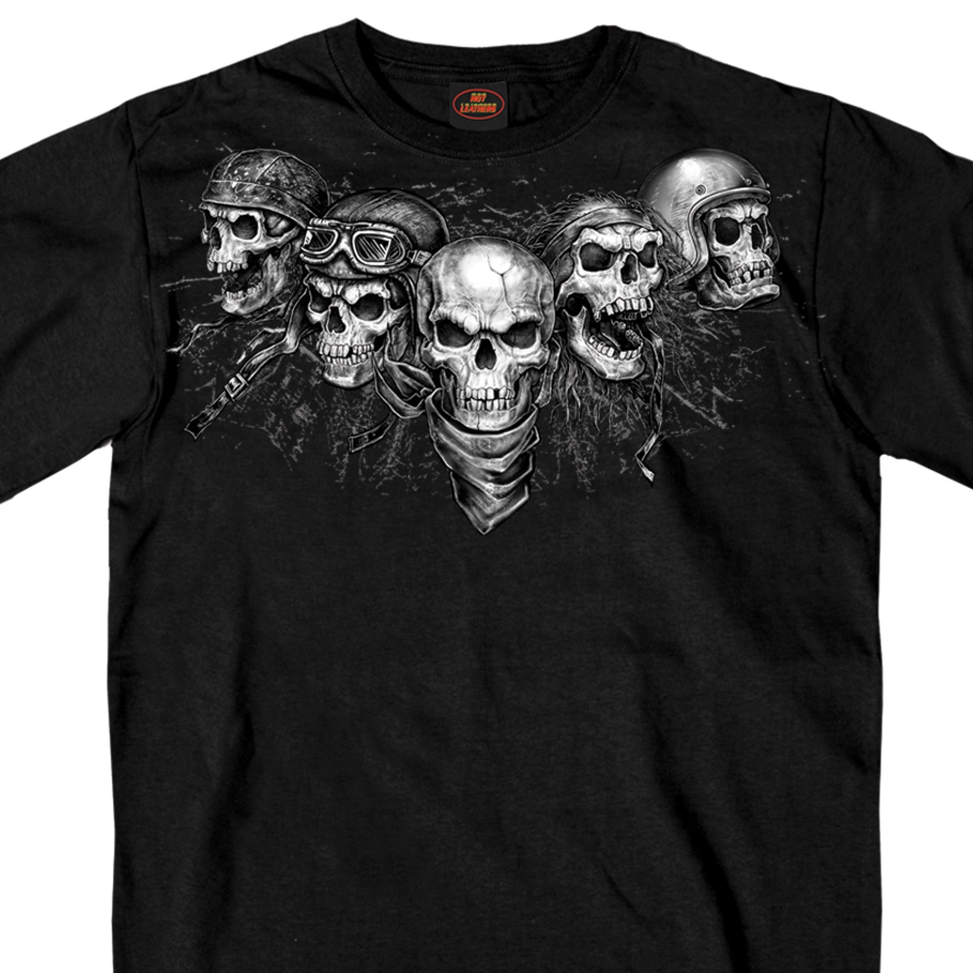 Hot Leathers Five Skull Men’S T-Shirt, Black