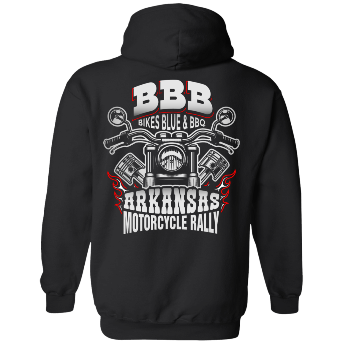 Bikes Blues & Bbq Arkansas Motorcycle Rally Hoodie, Cotton/Polyester, Black