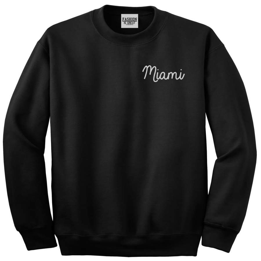 Miami Florida Script Chest Crewneck Sweatshirt