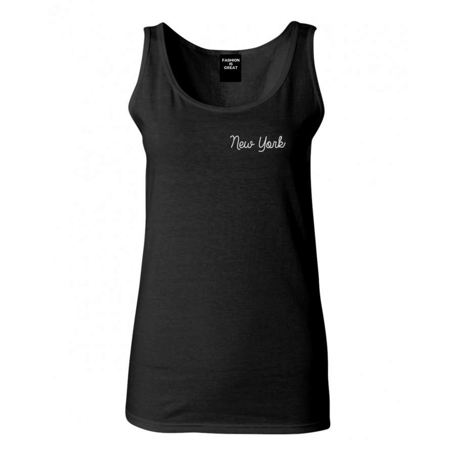 New York NY Script Chest Tank Top