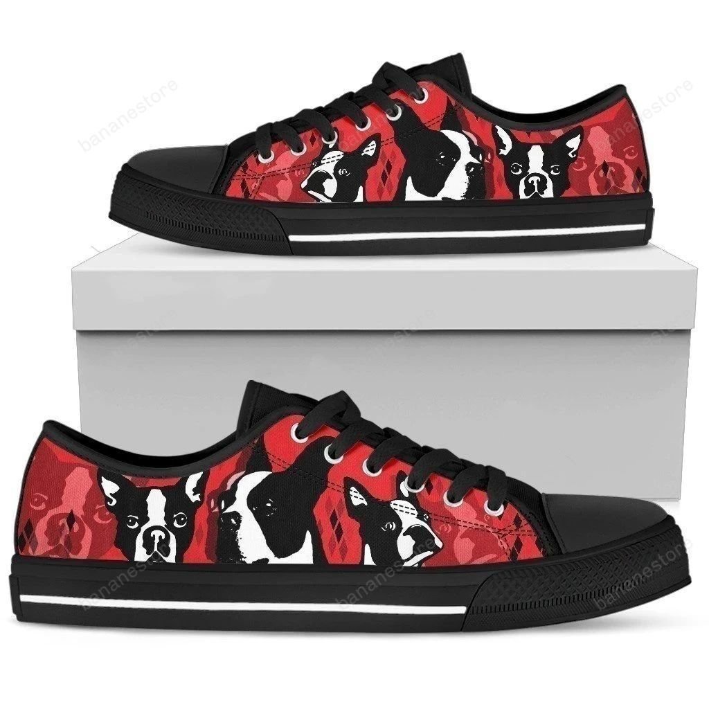 Boston Terrier Women’S Sneakers Low Top Shoes For Dog Lover Nh09