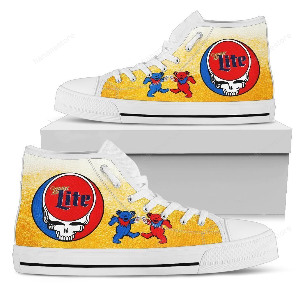 Miller Lite Sneakers Grateful Dead High Top Shoes Beer Fan Pt19