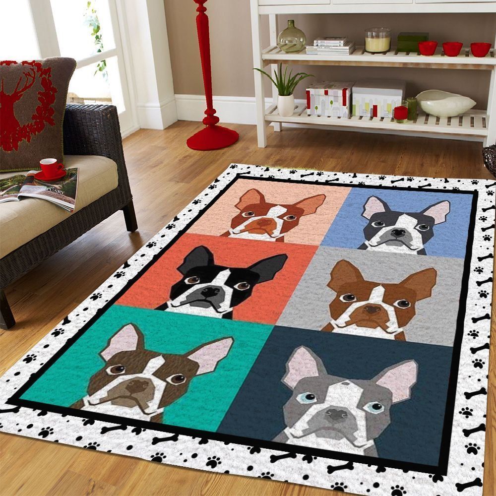 Boston Terrier Square Potraits E Rug BEVRQS