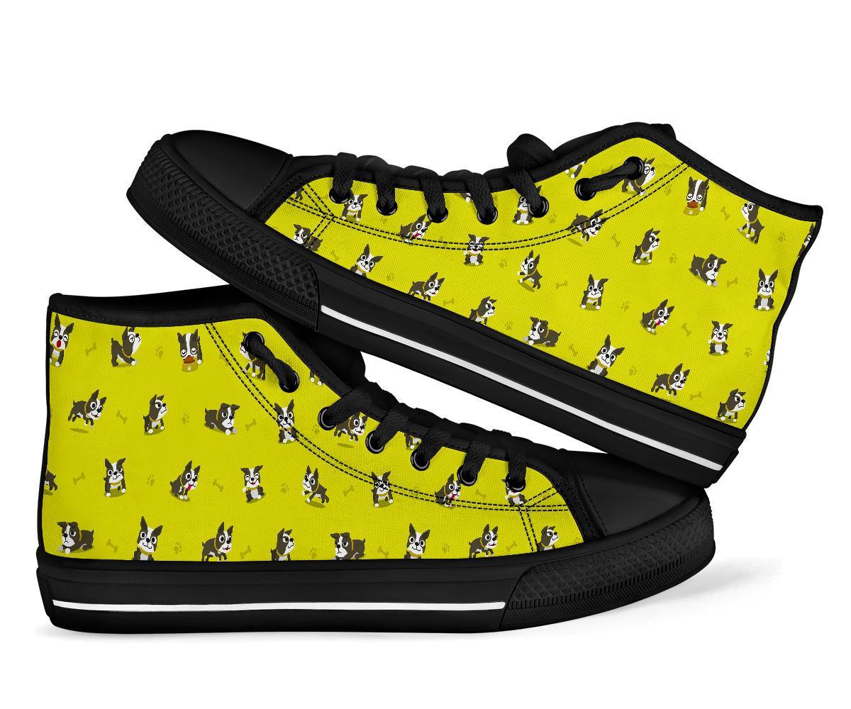 Boston Terrier Paw Pattern Print Men Women’S High Top Shoes