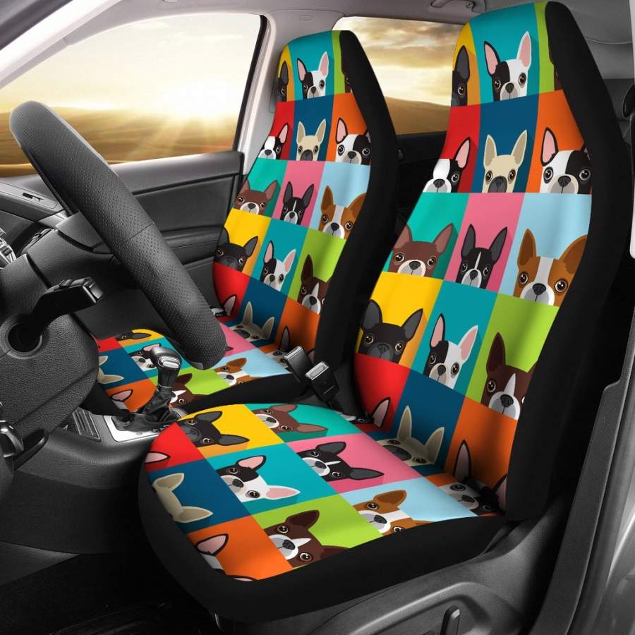 Boston Terrier Pattern Print Universal Fit Car Seat Cover