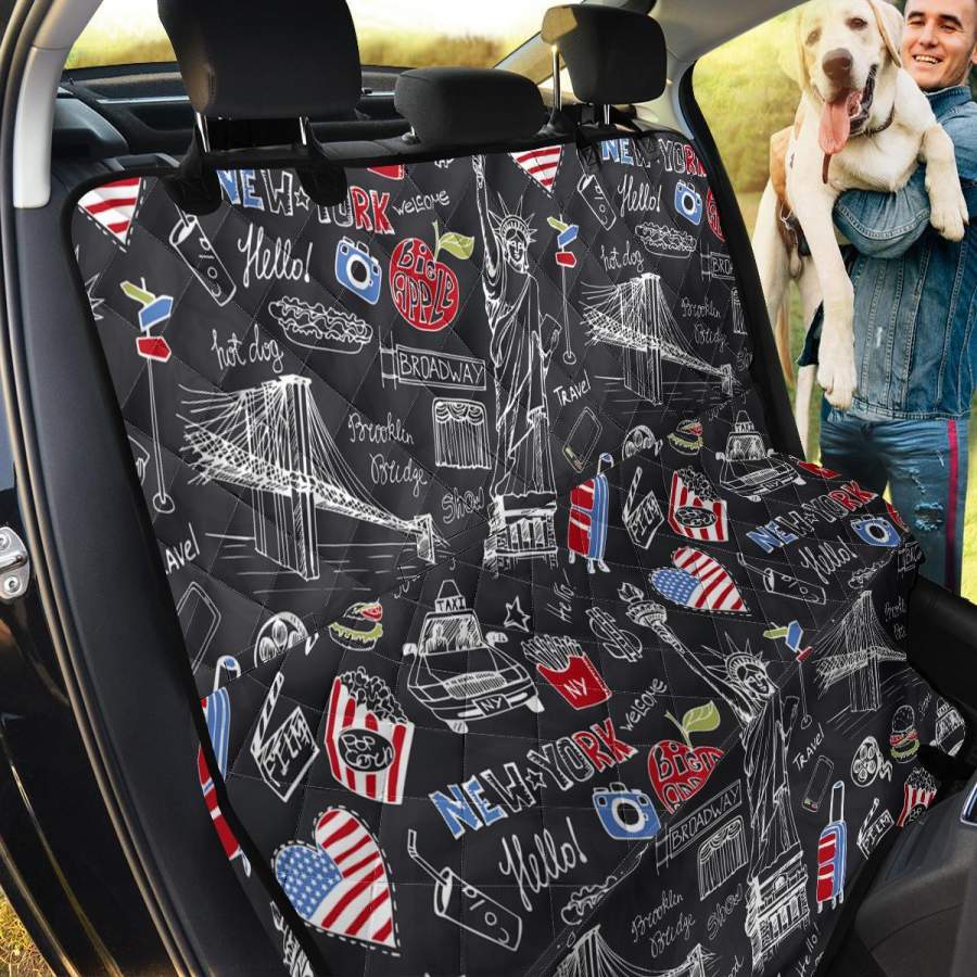 Love New York Print Pattern Pet Car Seat Cover