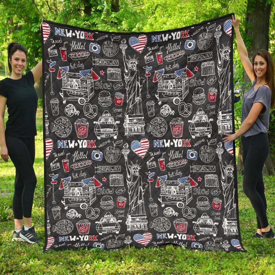 New York Love Pattern Print Quilt